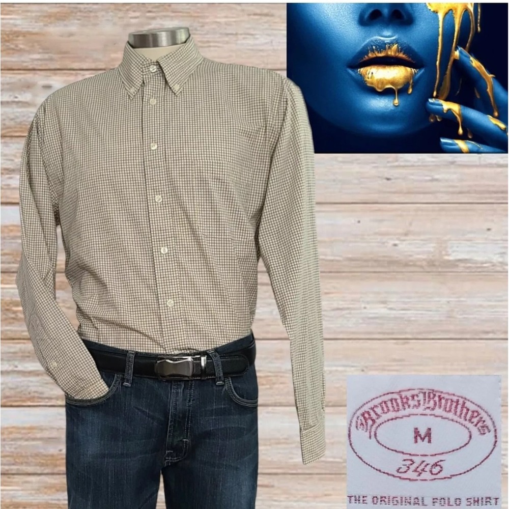 Brooks Brothers 346 Men's Button Up Long Sleeve Shirt Cotton Size M/Casual Shirt